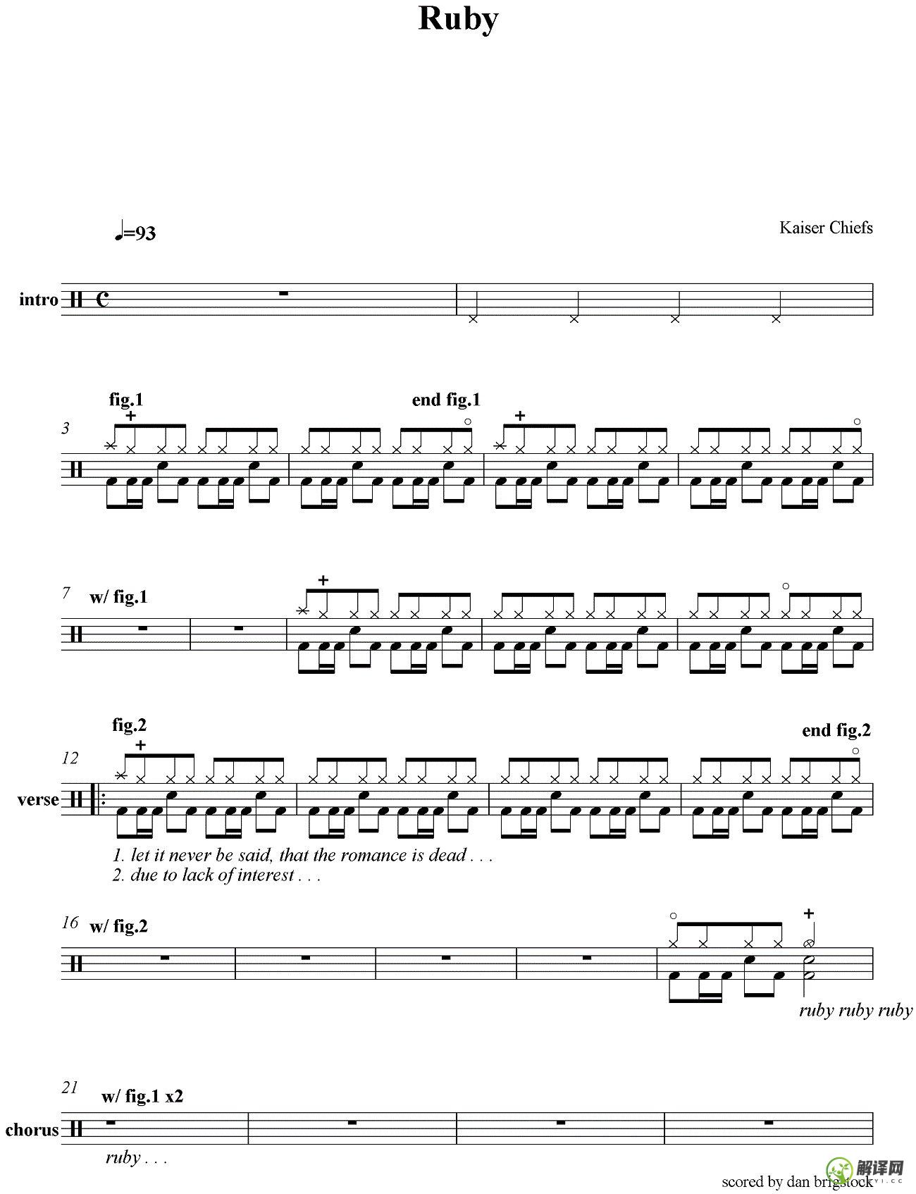 Ruby吉他谱,原版歌曲,简单未知调弹唱教学,六线谱指弹简谱2张图
