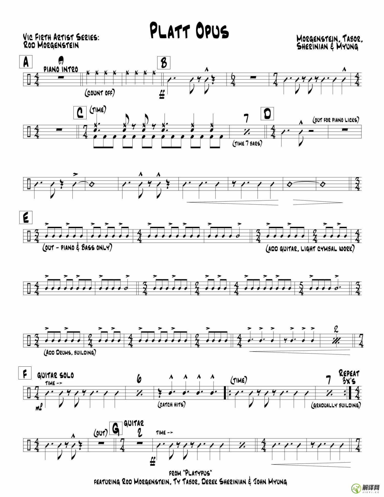 PlattOpus吉他谱,原版歌曲,简单未知调弹唱教学,六线谱指弹简谱2张图